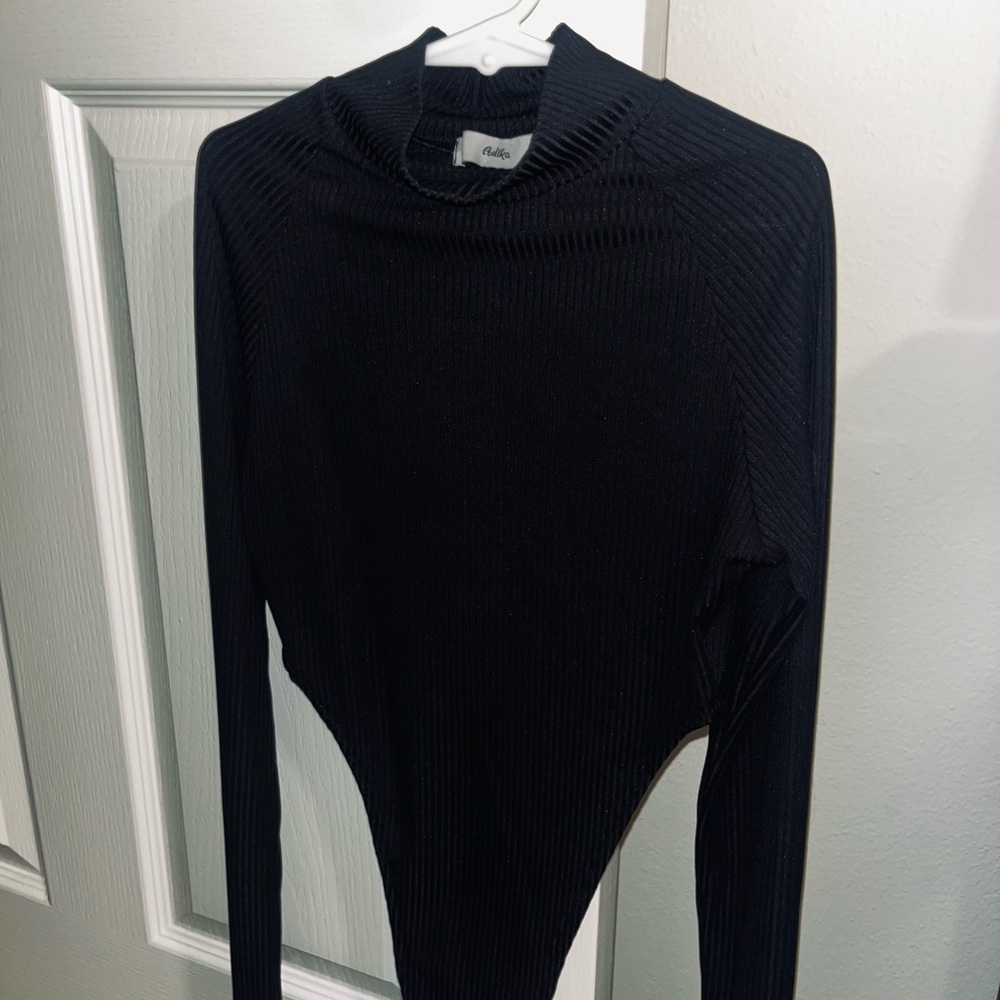 Adika Black Cutout Long Sleeve Bodysuit